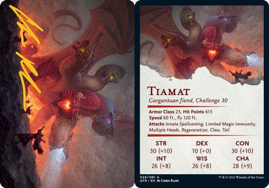 Tiamat Art Card -  Gold-Stamped Signature