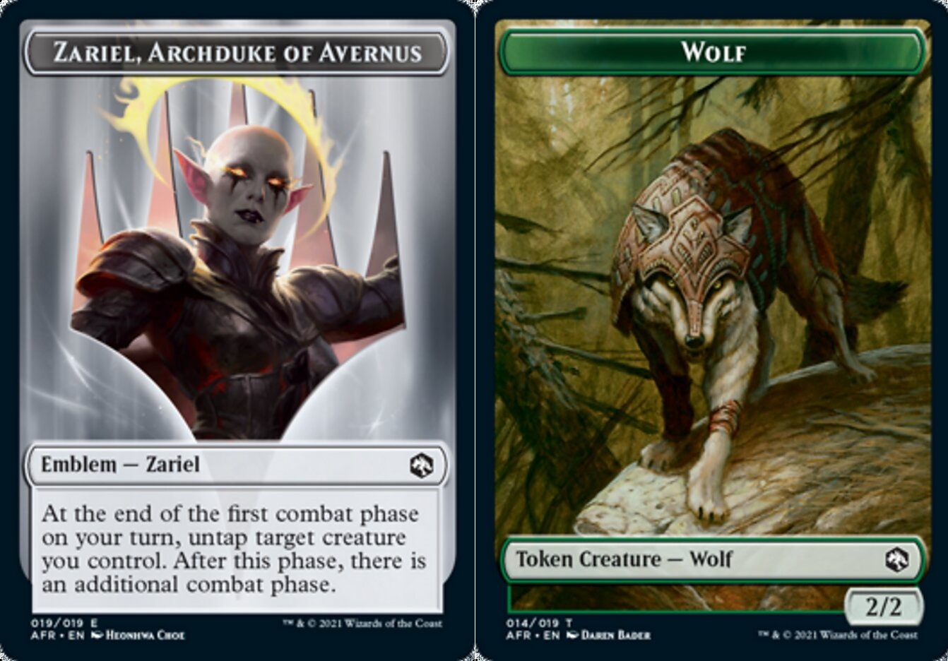 Emblem - Zariel, Archduke of Avernus // Wolf Token - Foil