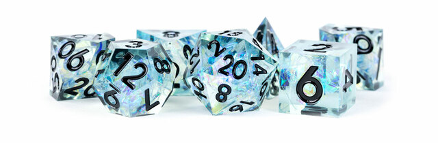 Handcrafted Sharp-Edge Resin Dice Set: Captured Frost