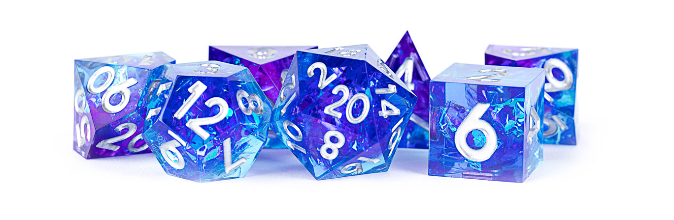 Handcrafted Sharp-Edge Resin Dice Set: Oceanic Flare