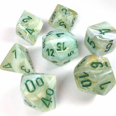 Marble Mini-Polyhedral Green/dark green 7-Die Set