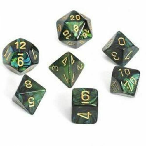 Mini-Polyhedral 10mm 7-Die Set: Scarab - Jade/gold (CHX20415)