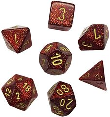 Glitter Mini-Polyhedral Ruby/gold 7-Die Set