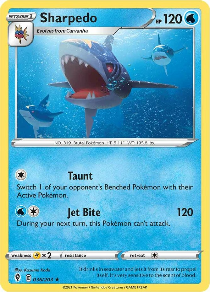 4x Sharpedo - 036/203 - Rare NM-Mint Pokemon SWSH07 - Evolving
