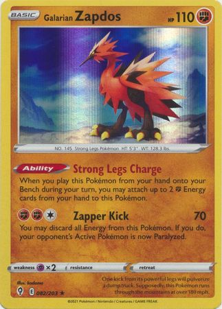 Galarian Zapdos - 082/203 - Holo Rare