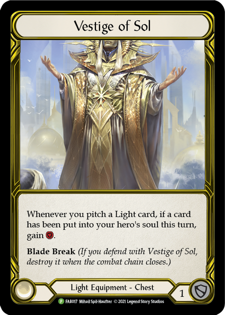 Vestige of Sol (Gold) - Cold Foil - Flesh and Blood » Flesh and Blood -  Singles » Promos - Collector Legion