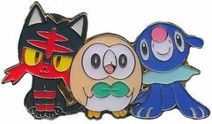 Pokemon Litten, Rowlet, and Pupplio Sun & Moon Collector's Pin