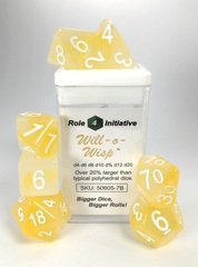 Set of 7 Dice: Will-o-Wisp w/ White Numbers