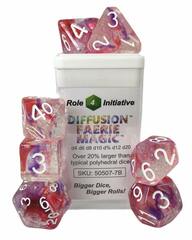 Set of 7 Dice: Diffusion Faerie Magic w/ White Numbers