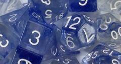 Set of 7 Dice: Diffusion Sapphire w/ White Numbers