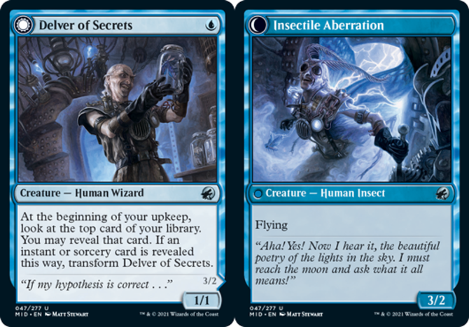 1x Delver of Secrets // Insectile Aberration - Innistrad: Midnight