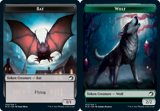 Bat Token // Wolf Token - Foil (Midnight Hunt)