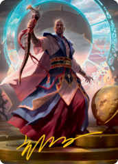 Teferi, Who Slows the Sunset Art Card - Gold-Stamped Signature