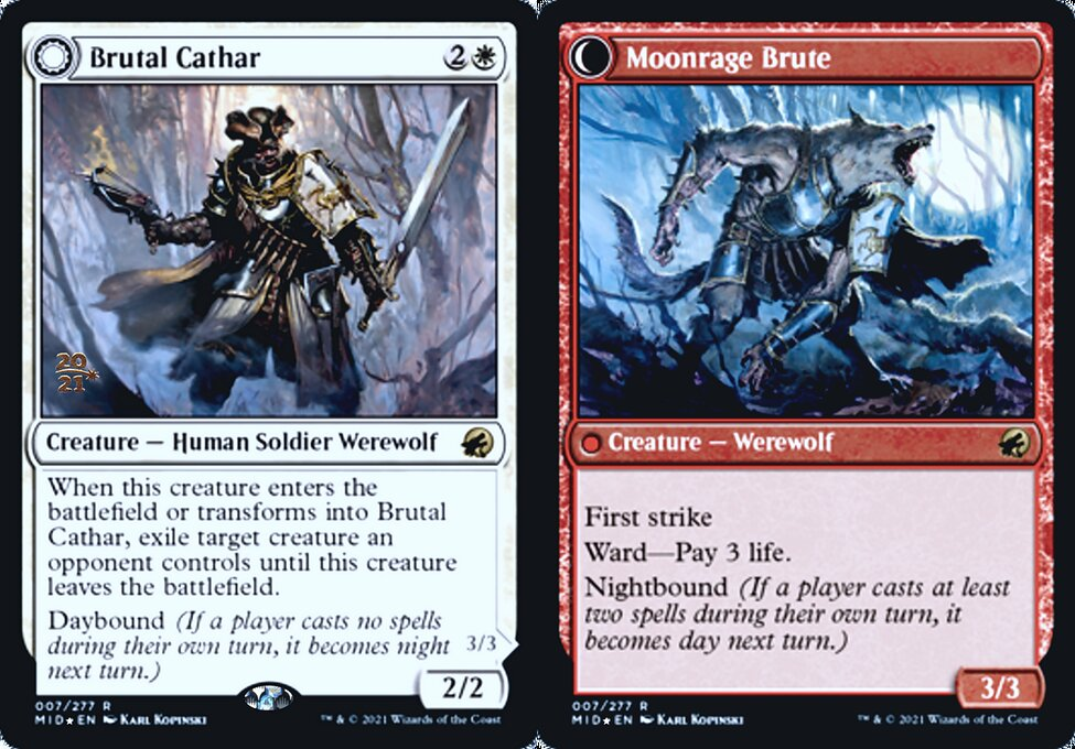 Brutal Cathar // Moonrage Brute - Foil - Prerelease Promo Brutal Cathar // Moonrage Brute - Foil - Prerelease Promo