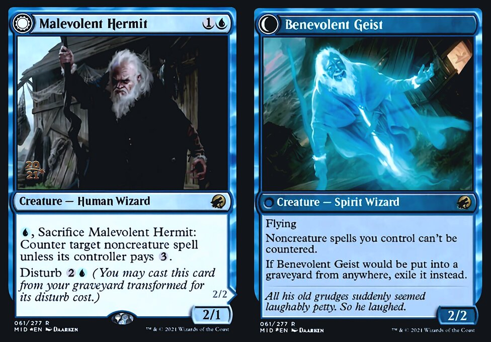 Malevolent Hermit // Benevolent Geist - Foil - Prerelease Promo