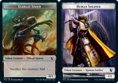 Eldrazi Spawn (001) // Human Soldier (002) Double-Sided Token