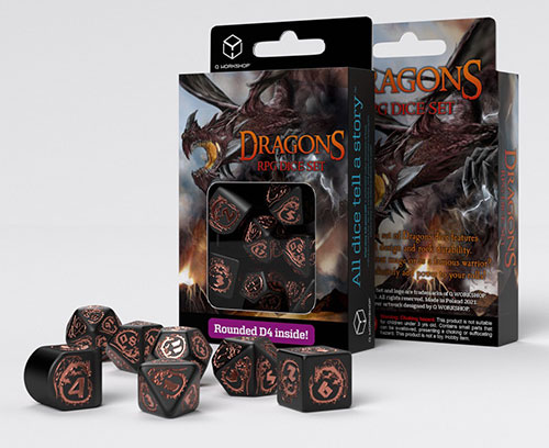 Dragons Modern Dice Set Black & Copper