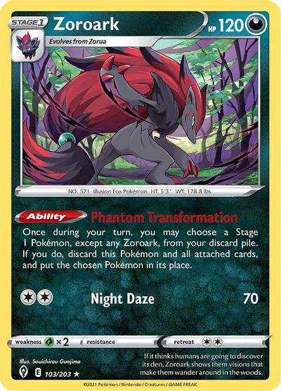 Zoroark - 103/203 - Non-Holo Sword & Shield - Evolving Skies Theme Deck Exclusive Zoroark - 103/203 - Non-Holo Sword & Shield - Evolving Skies Theme Deck Exclusive