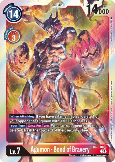 Agumon - Bond of Bravery - BT6-018 - SR - Foil Agumon - Bond of Bravery - BT6-018 - SR - Foil