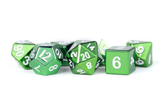 16mm Metal 7-Die Polyhedral Dice Set: Green