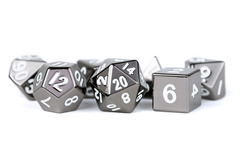 16mm Metal 7-Die Polyhedral Dice Set: Sterling Gray