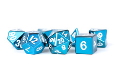 16mm Metal 7-Die Polyhedral Dice Set: Blue