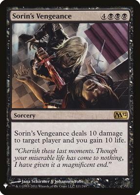 Sorins Vengeance - The List