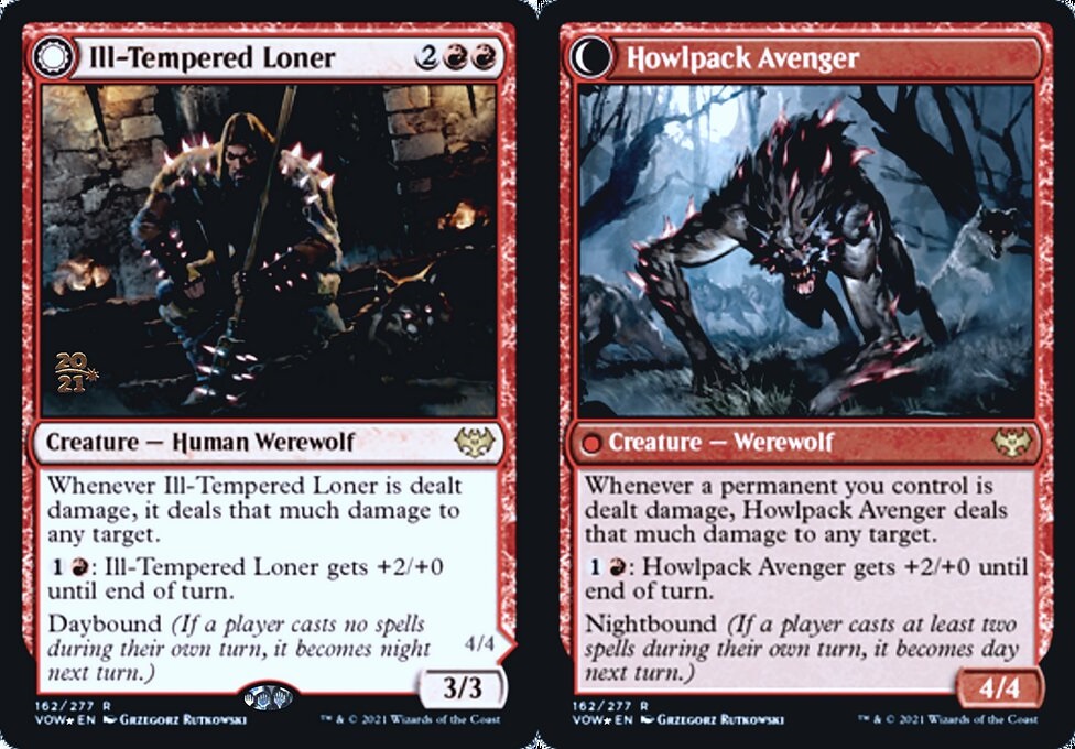 Ill-Tempered Loner // Howlpack Avenger - Foil - Prerelease Promo