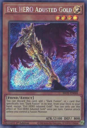 Evil HERO Adusted Gold - BROL-EN068 - Secret Rare - 1st Edition - Yu-Gi-Oh! Singles BROL Brothers of Legend - Pink Bunny Games LLC Evil HERO Adusted Gold - BROL-EN068 - Secret Rare - 1st Edition - Yu-Gi-Oh! Singles BROL Brothers of Legend - Pink Bunny Games LLC