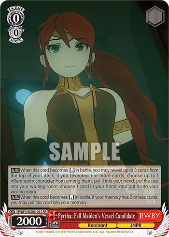 Pyrrha: Fall Maidens Vessel Candidate - RWBY/WX03-041 - RR