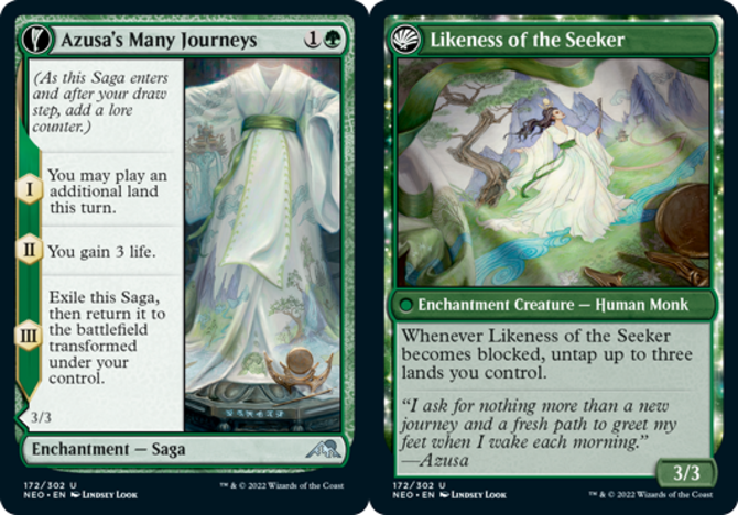 x4 Azusa's Many Journeys // Likeness of the Seeker U MTG Kamigawa