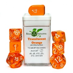 Translucent Blood Orange with Yellow Numbers - Sets & Single Dice