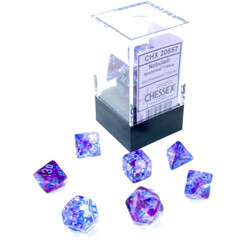 20557 Chessex Mini Dice Set: Nebula Luminary - Nocturnal w/ Blue (7)