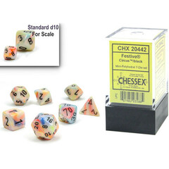 Chessex Mini Dice Set: Festive - Circus w/ Black (7) - CHX20442