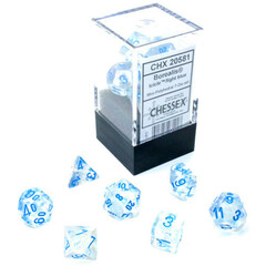 Chessex Mini Dice Set: Borealis Luminary - Icicle w/ Light Blue (7) - CHX20581