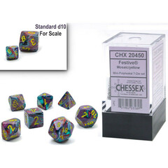 20450 Chessex Mini Dice Set: Festive - Mosaic w/ Yellow (7)