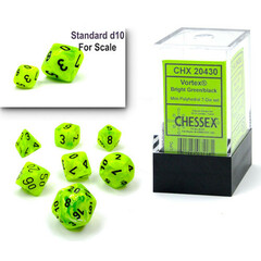 Chessex Mini Dice Set: Vortex - Bright Green w/ Black (7) - CHX20430