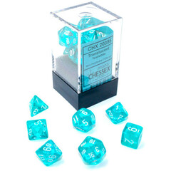 Chessex Mini Dice Set: Translucent - Teal w/ White (7) - CHX20385