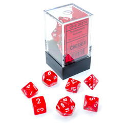 Chessex Mini Dice Set: Translucent - Red w/ White (7)