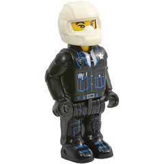 LEGO Police Cop with Black Outfit, White Helmet and Yellow Head Minifigure