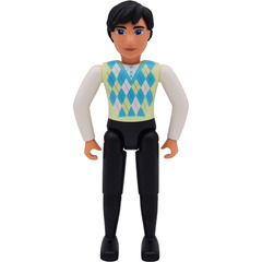 LEGO Male Belville Father with Black Legs and hair, Argyle vest (Lime and Turquoise) Minifigure