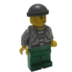 LEGO Bandit / Prisoner, Hooded Torso, with '60675' on Striped Shirt. Minifigure