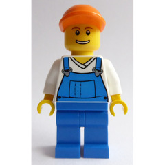 LEGO Worker in overalls with orango cap Minifigure