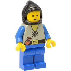 LEGO Peasant with Blue Legs and Black Hood Minifigure