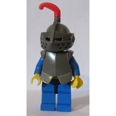 LEGO Crusader Knight Dark Grey Helmet Plate Armour Small Plume Minifigure