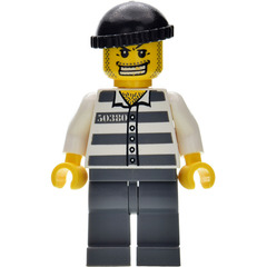 LEGO Prisoner Number 50380 with Gold Tooth, Black Cap and Dark Stone Grey Legs Minifigure