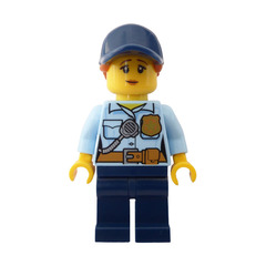 LEGO Police Woman with Cap, Ponytail and Worried Look Minifigure