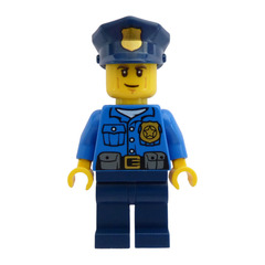 LEGO Policeman with Dark Blue Police Hat with Golden Badge Minifigure