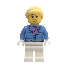 LEGO Woman with Medium Blue Jacket and Purple Scarf Minifigure