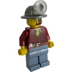 LEGO Miner with Mining Hat, Goggles, Beard, Dark Red Shirt, Orange Tie and Sand Blue Pants Minifigure